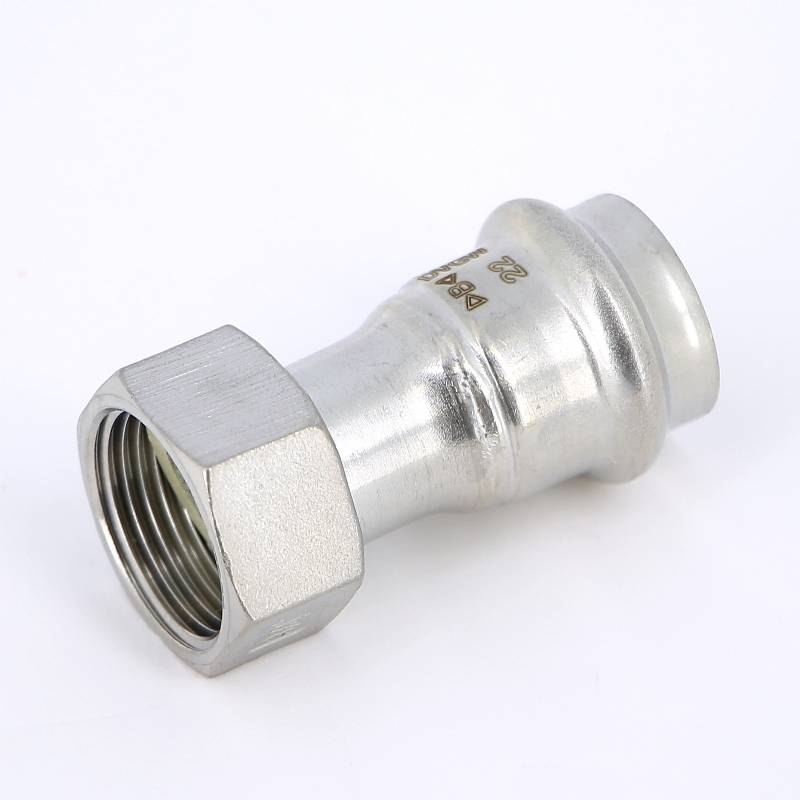 Муфта В-пресс IBP >B< Press Inox с накидной гайкой 22 мм x 3/4 нержавеющая сталь PS4355 0220600