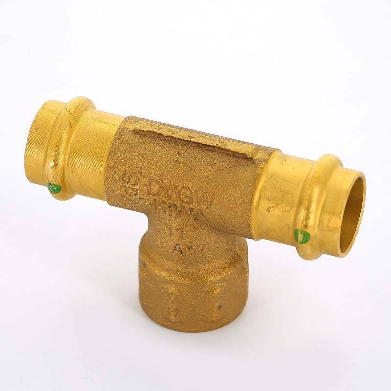 Тройник пресс-В Viega Sanpress 22х3/4х22 бронза 313975