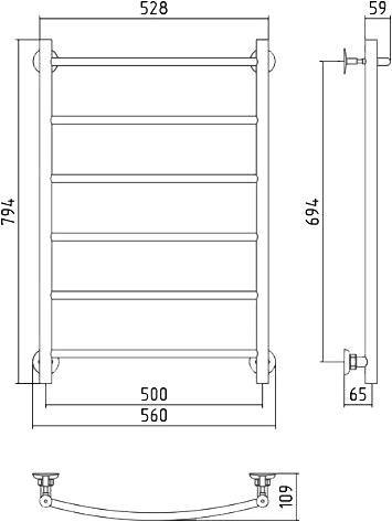 Полотенцесушитель водяной Стилье Версия-Н2 56x79.4 см без покрытия 00622-8050