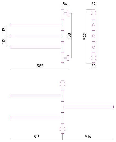 Полотенцесушитель электрический Сунержа Триада 585x540 мм левый золото матовое 032-0822-0540