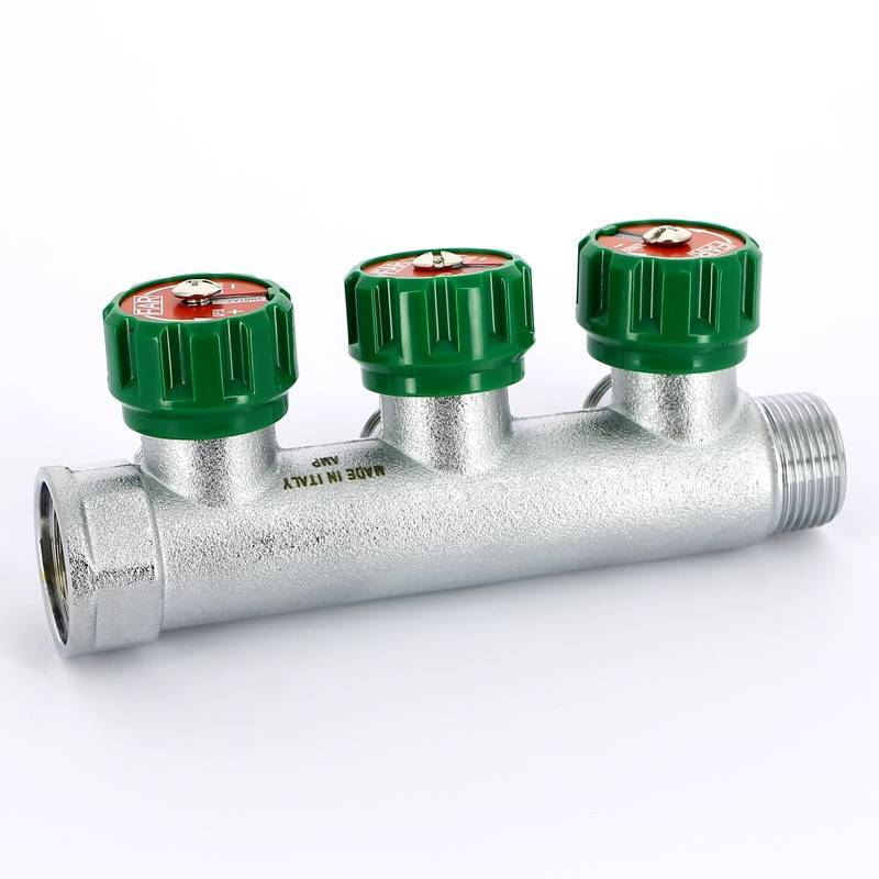 Коллектор проходной FAR 3/4 НВ 3 выхода 1/2 НР под плоское уплотнение 45 мм FK 3822 3412TP