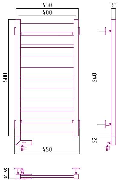 Полотенцесушитель электрический Сунержа Центурион 2.0 400x800 мм левый матовый белый 30-5602-8040