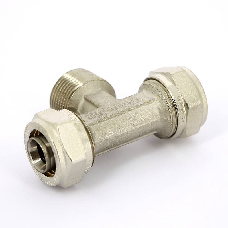 Тройник обжимной Tiemme никелированный 20x1/2x20 наружная резьба 1600058