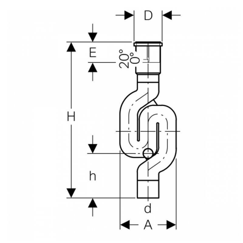 Сифон для внутренней канализации Geberit PE 110 мм с окном обслуживания 367.813.16.1