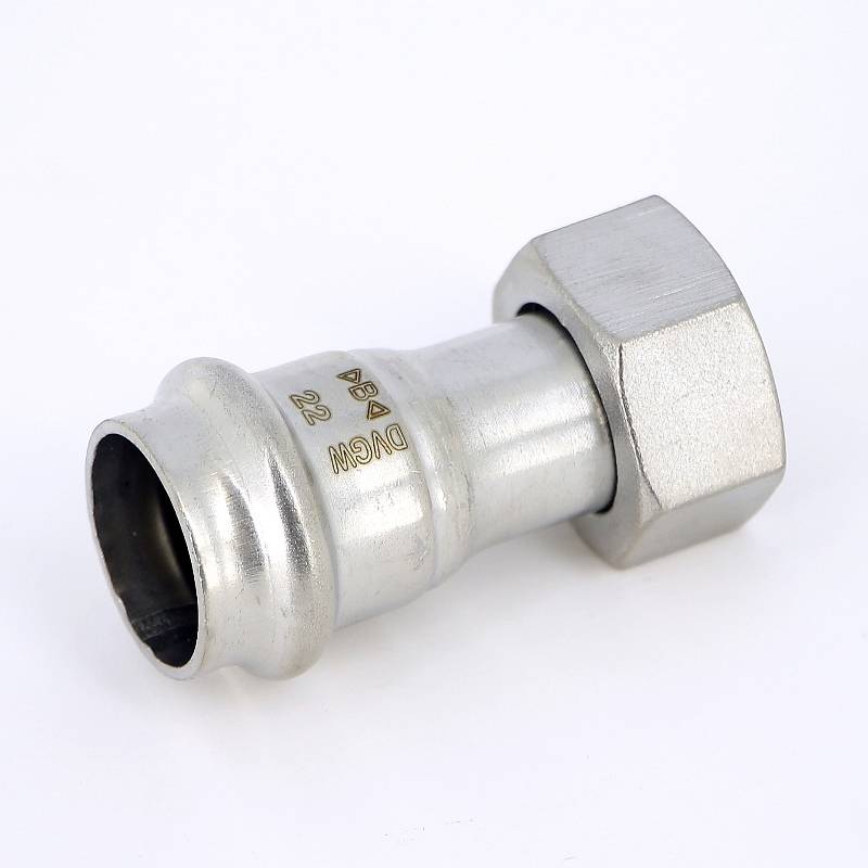 Муфта В-пресс IBP >B< Press Inox с накидной гайкой 22 мм x 3/4 нержавеющая сталь PS4355 0220600