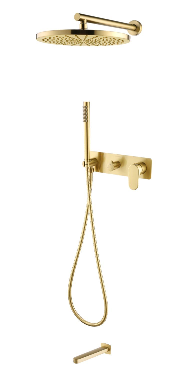 Душевой комплект встраиваемый Boheme Spectre со смесителем матовое золото 454-2-MG