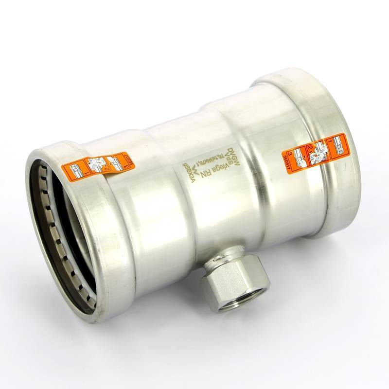 Тройник пресс Sanpress Inox XL Viega нержавеющая сталь 76.1х3/4х76.1 мм ВР 482862