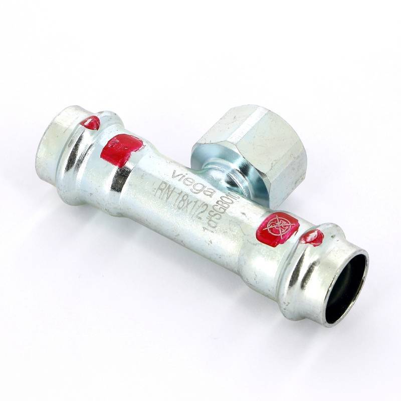 Тройник пресс-ВР оцинкованная сталь Viega Prestabo 18х1/2х18 мм 558895