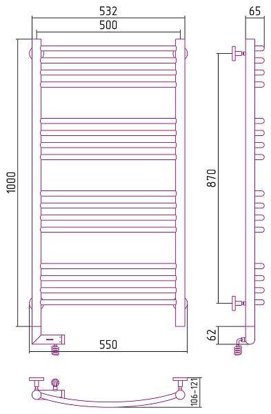 Полотенцесушитель электрический Сунержа Богема 2.0 500x1000 мм левый матовый черный 31-5202-1050