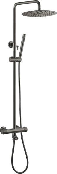 Душевая стойка Boheme Uno с термостатом и верхним душем GunMetal 468-T-GM