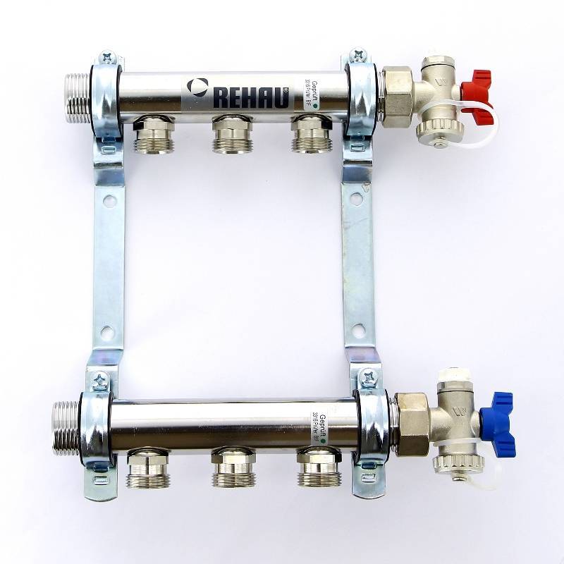 Коллекторная группа REHAU HLV 1 x 3/4 3 выхода с воздухоотводчиком 110204