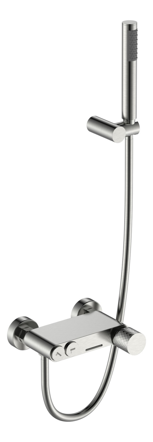 Смеситель для ванны Boheme Stick Diamond с душевым комплектом шлифованный никель 123-NB