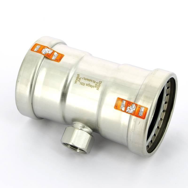 Тройник пресс Sanpress Inox XL Viega нержавеющая сталь 76.1х3/4х76.1 мм ВР 482862