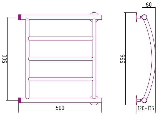Полотенцесушитель водяной Стилье Минор 0602 50x50 см 00602-5050