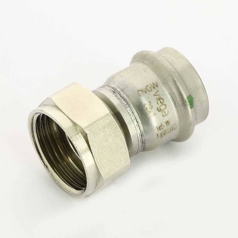 Муфта-вставка пресс с накидной гайкой Viega Sanpress Inox 18х3/4 ВР нержавеющая сталь 438197