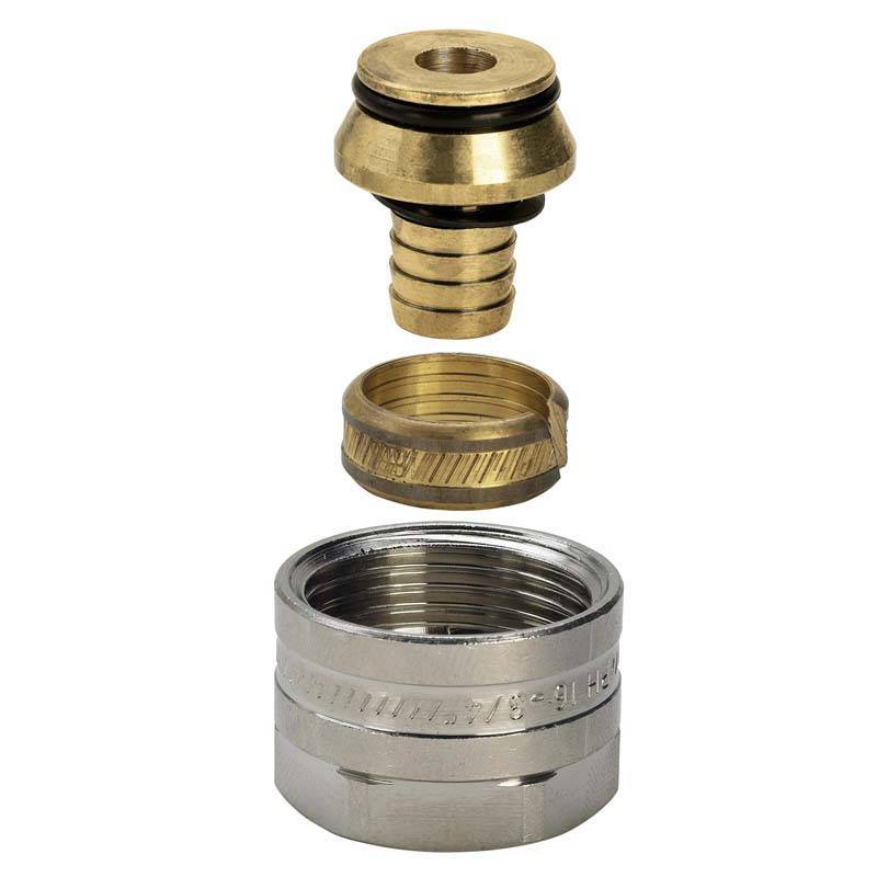 Соединитель обжимной Viega для PB и PEX труб никелированный евроконус 15х3/4 615796