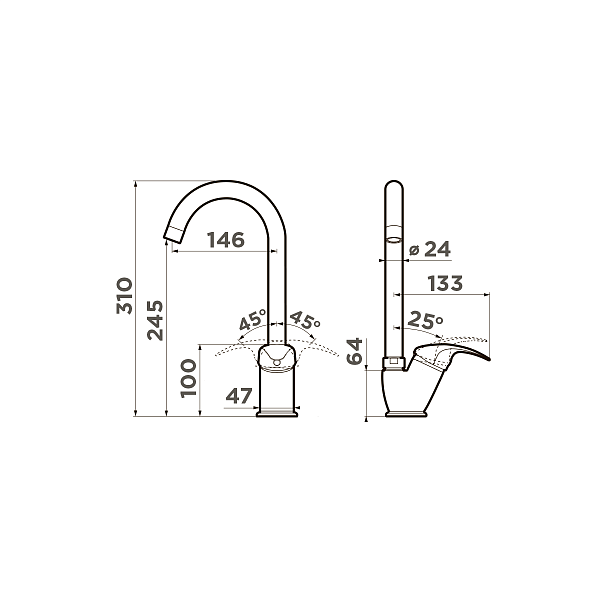 Смеситель для кухни Omoikiri Umi-BL черный 4994270
