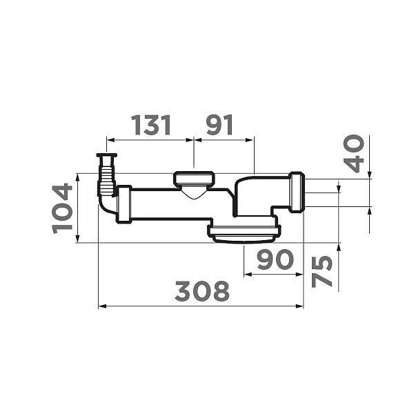 Сифон для мойки OMOIKIRI S-01 компактный с гидрозатвором 4996119