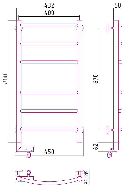 Полотенцесушитель электрический Сунержа Галант 2.0 400x800 мм левый матовый белый 30-5200-8040