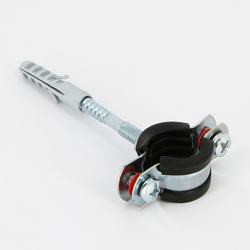 Хомут 1/2 (20-24 мм) с резиновым уплотнителем, шпилькой и дюбелем