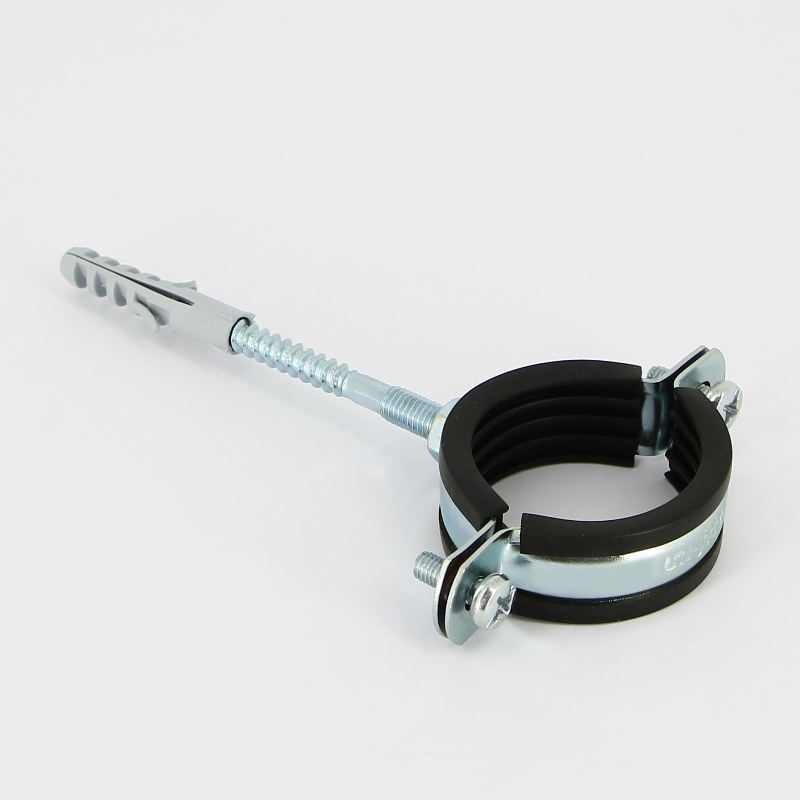 Хомут 1 1/4 (40-45 мм) с резиновым уплотнителем, шпилькой и дюбелем