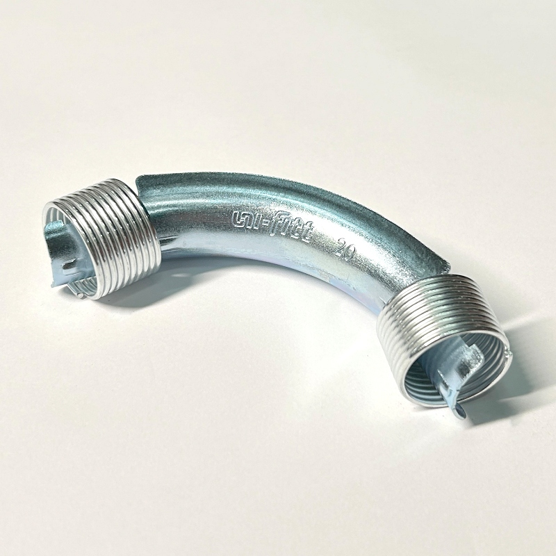 Фиксатор поворота трубы 20, 90' с кольцами (оцинкованная сталь)