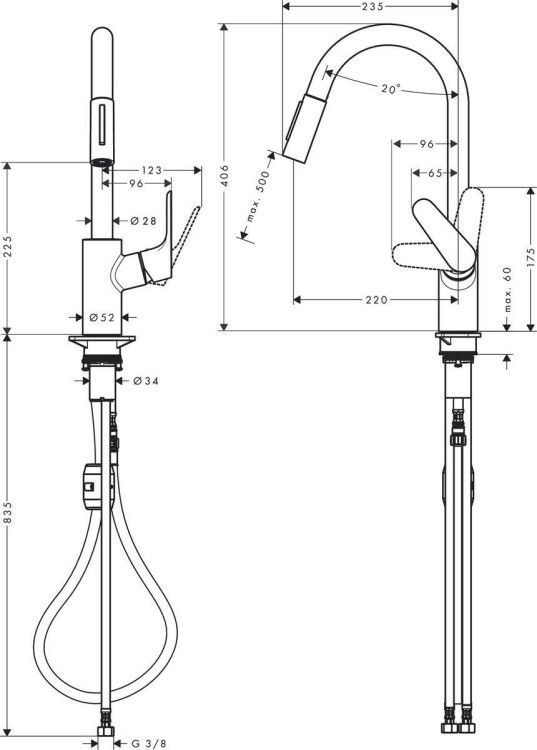 Смеситель для кухни Hansgrohe Focus M41 Eco хром 31833000