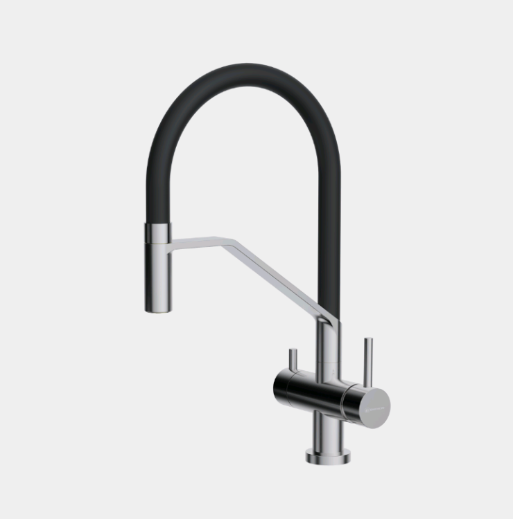 Смеситель для кухни OMOIKIRI Akeno однорычажный с гибким изливом хром/черный 4994543