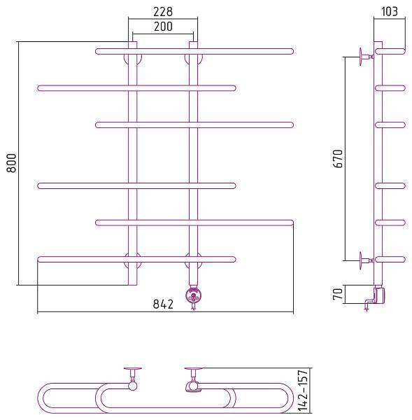 Полотенцесушитель электрический Стилье Формат 15 90x80 см без покрытия 00514-8090