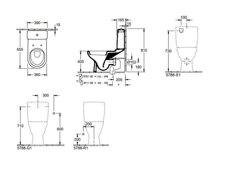 Сливной бачок Villeroy & Boch ONovo 390x165 мм 3/4,5 л CeramicPlus альпийский белый 5788S1R1