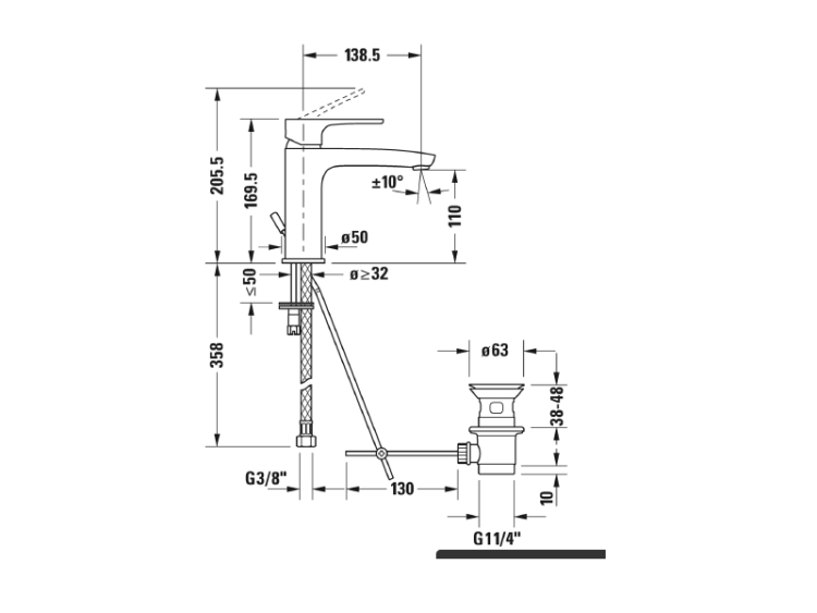 Смеситель для раковины Duravit B.1 M хром B11020001010