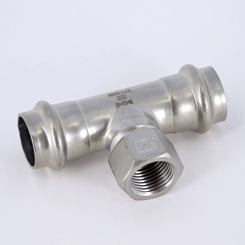 Тройник пресс IBP B-Press Inox 22x1/2x22 мм нержавеющая сталь PS4130G0220422