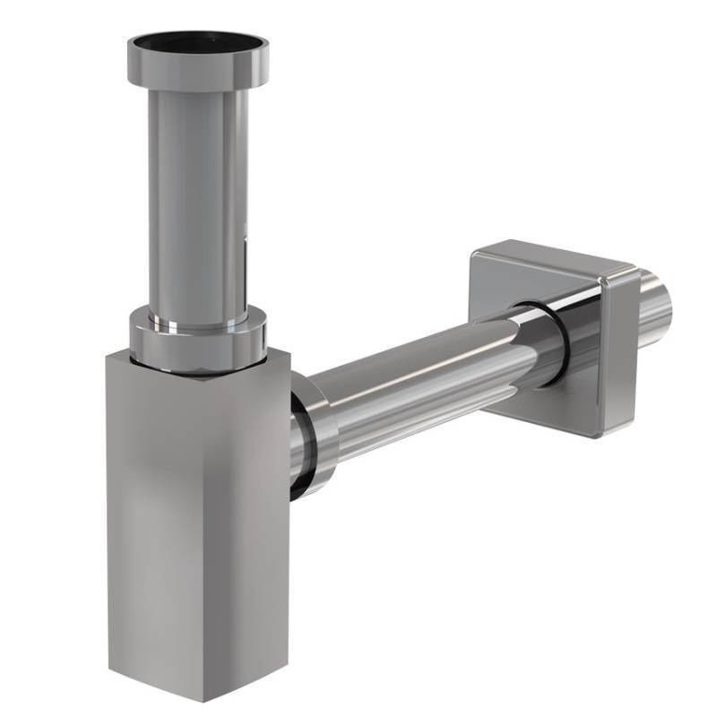 Сифон для раковины Alcaplast A401 бутылочный 1 1/4 x 32 мм квадратный хром A401