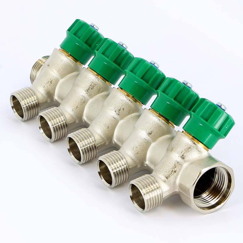 Коллектор с вентилями Tiemme 3/4 5 выходов 1/2 36 мм 1840008