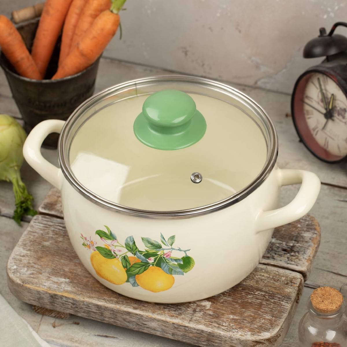 Кастрюля эмалированная Metrot Лимоны 3.1 л 7391