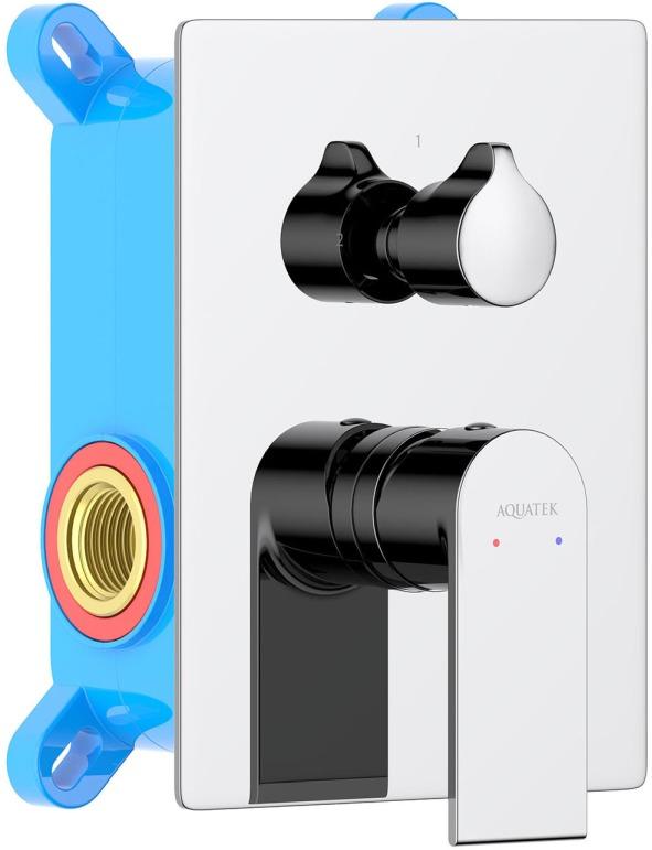 Смеситель для ванны Aquanet ЛИРА скрытого монтажа 2 режима (внешняя и скрытая часть) хром AQ1446CR