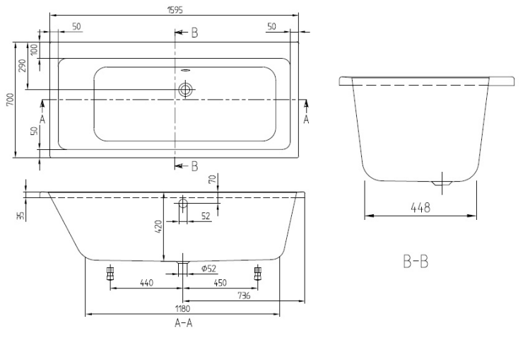 Ванна Villeroy & Boch Subway 1600x700 мм белый альпийский UBA167SUB2V01