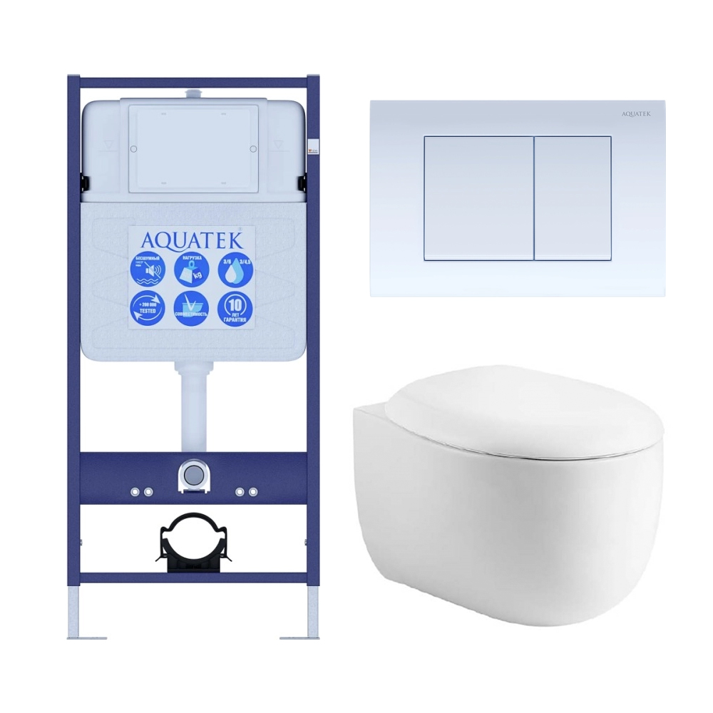 Комплект инсталляции 4 в 1 AQUATEK Альтаир (рама Standard INS-0000012, кнопка KDI-0000009, унитаз AQ1980-00) cm-009