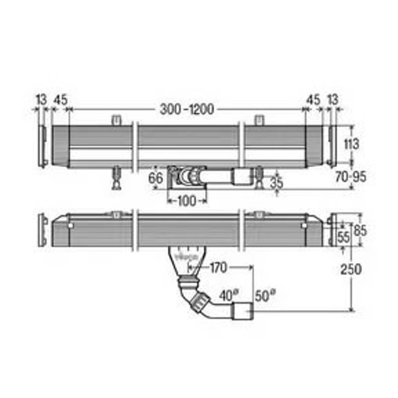 Корпус душевого лотка Viega Advantix Vario 300-1200 мм высота 70 мм 736736