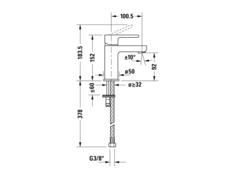 Смеситель для раковины Duravit B.2 хром B21010002010