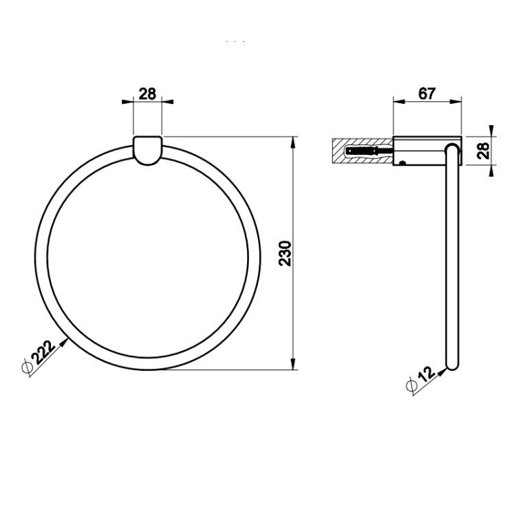 Полотенцедержатель-кольцо Gessi Rilievo 222 мм Finox Brushed Nickel 59509149