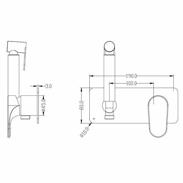 Гигиенический душ встраиваемый Boheme Spectre со смесителем хром 457-CR