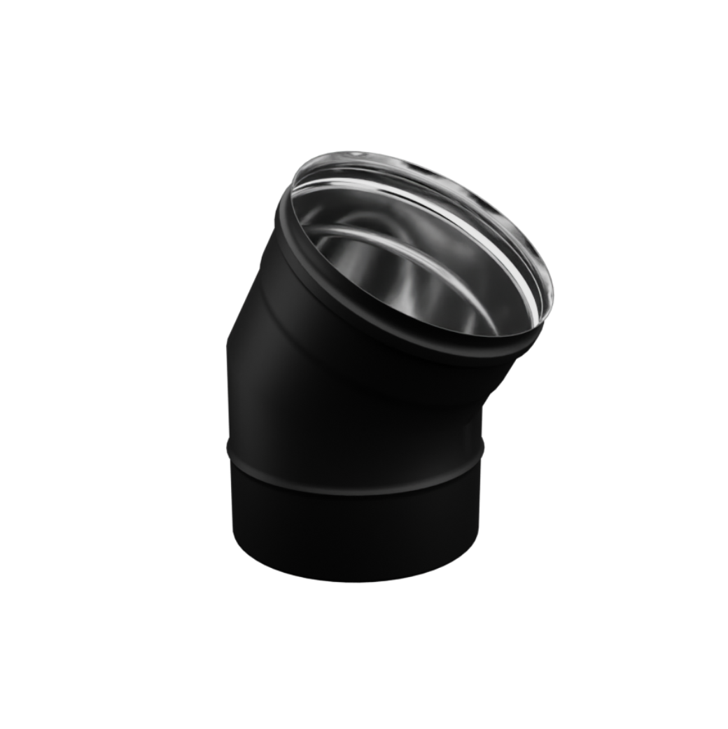 Колено 135° Ferrum 430/0.8 мм эмаль черная Ø150 мм Af6125