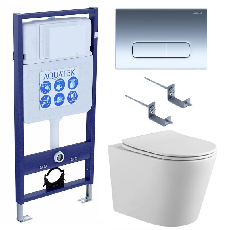Комплект инсталляции AQUATEK ВЕГА cmp-016 рама INS-0000012 кнопка KDI-0000016 унитаз AQ1904-00 cmp-016