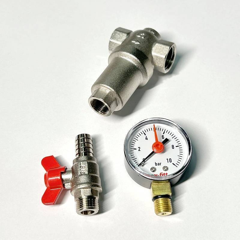 Фильтр промывной Uni-Fitt MINI В 1/2 со сливным краном и манометром никелированный 214M2000