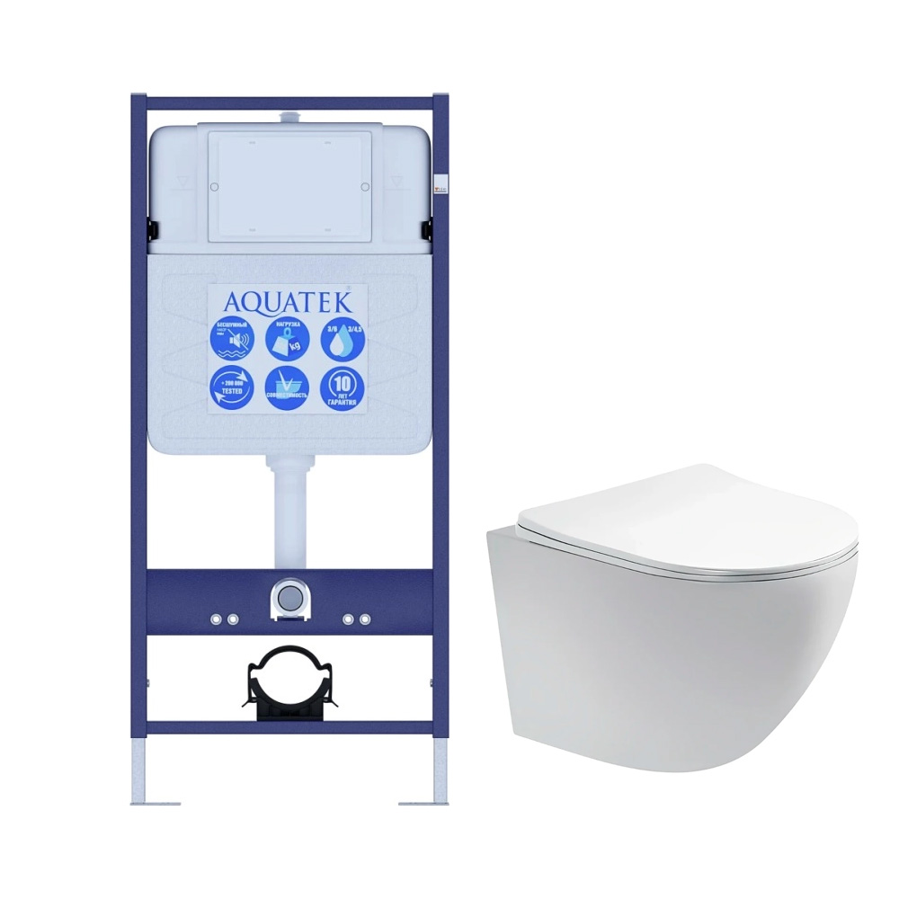 Комплект инсталляции с унитазом AQUATEK ЕВРОПА cm T (рама INS-0000012, унитаз AQ1900T-00 soft-close) ЕВРОПА cm T