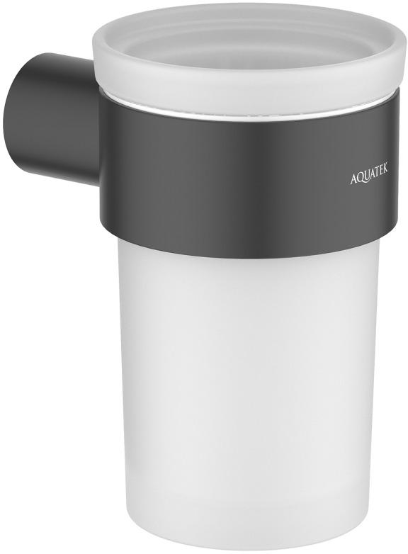 Стакан с держателем Aquatek Лира матовый черный AQ4427MB