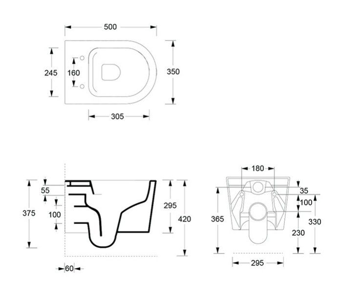 Унитаз подвесной Alice Ceramica Form 350x500x375 мм черный матовый 22300108