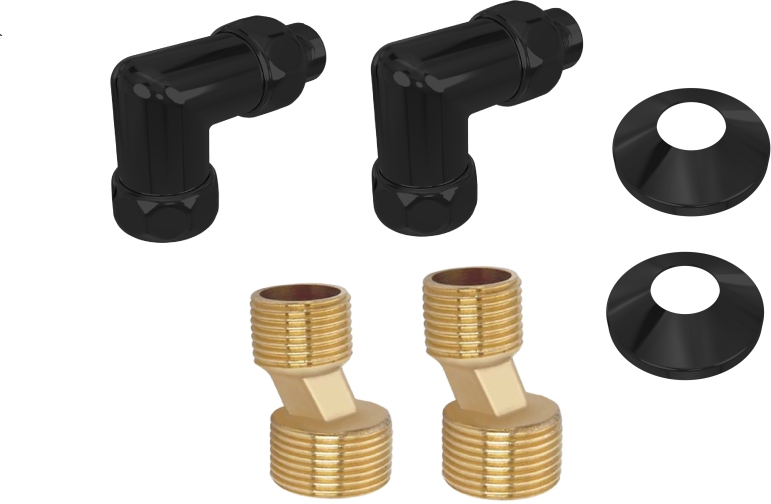 Комплект подключения Aqua-Technics уголок со сгоном 3/4x1/2 эксцентрик отражатель черный муар 2 шт. AQ 3020BL