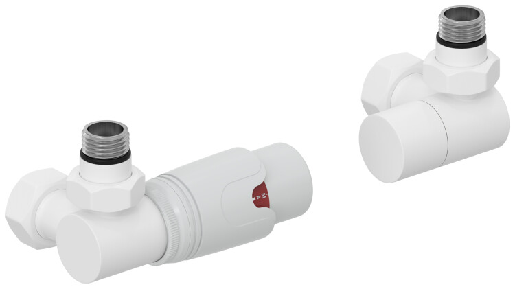 Комплект терморегуляторов Сунержа 3D автоматический левый G 1/2 x G 3/4 белый матовый 30-1421-0001